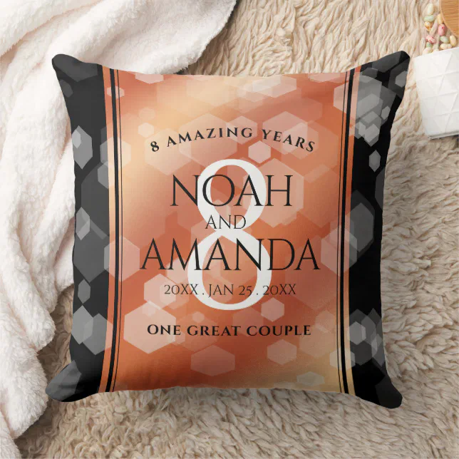 Elegant 8th Bronze Wedding Anniversary Celebration Throw Pillow