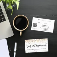 White gold glitter QR business appointment card