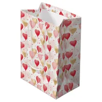 Valentine's Heart Balloons Pattern Wine, Small, Medium Gift Bag