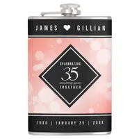 Elegant 35th Coral Wedding Anniversary Celebration Flask