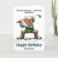 *~* Old Man Golf Swinging AP94 Funny Birthday Card