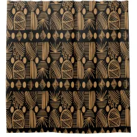 Caribbean Tribal Mudcloth: Black, Gold Shower Curtain