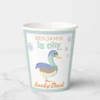 One Lucky Duck &  Bubbles First Birthday Pastel  Paper Cups