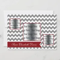 chevron red gray 3 photo Graduation Invites