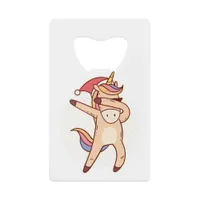 unicorn christmas credit card bottle opener