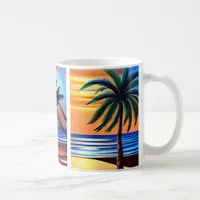 Tropical Palm Trees and Ocean Colorful Coffee Mug