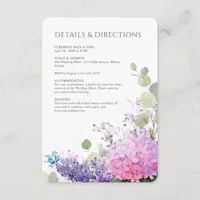 Pink Hydrangea Flowers Watercolor Elegant Wedding Enclosure Card
