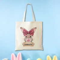 Personalized Kids Easter Tote Bag with Bunny 