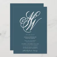 Minimalist Jewel Tone Monogram QR Code Wedding Invitation