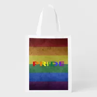 LGBT Rainbow Pride Flag Retro Style Grocery Bag