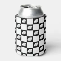 Checkered Pattern Chef Hats Birthday Beer Can Cooler