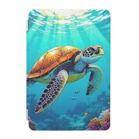 Sea Turtle Vibrant Ocean Illustration iPad Mini Cover