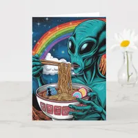 Alien Eating Noodles All Occasions Card