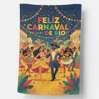 Feliz Carnaval de Rio Colorful Dancers Celebration House Flag