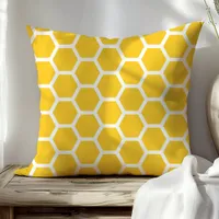 Chic Yellow Honeycomb Honey Bee Pattern Throw Pillow