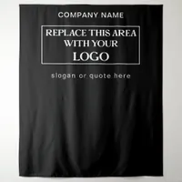 Large Logo Company Name Slogan Black Backdrop