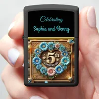 Rustic Charm: 5th Anniversary Floral Elegance Zippo Lighter