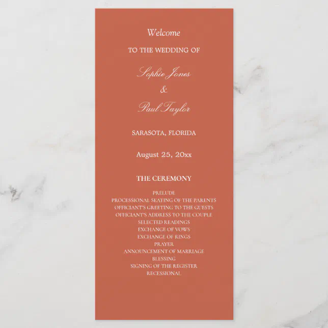 Elegant Terracotta Wedding Program