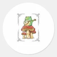 Mushroom Frog Goblincore Mycology Artistic Design Classic Round Sticker