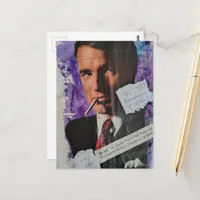 Retro 1960s era smoker man warning collage postcard