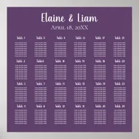 Purple Simple Calligraphy Wedding Seating Poster