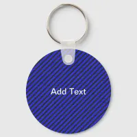 Thin Black and Blue Diagonal Stripes Keychain