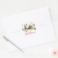 Merry Christmas Rustic Woodland Cabin Holiday Square Sticker