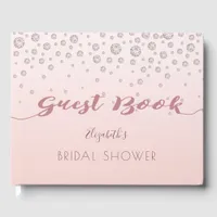 Rose gold blush diamonds Bridal Shower Guest Book