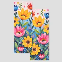 Bright Colors Flowers Illustration Two-sided Bookmarks