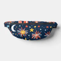 Night Sky with Colorful Firecrackers and Stars Fanny Pack