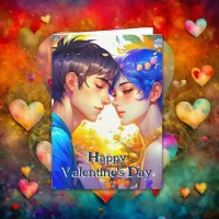 Cute Romantic Anime Couple Valentine's Day Card