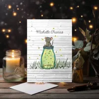 Rustic Bokeh Mouse Firefly Mason Jar Shower Invita Invitation