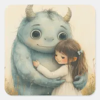 The girl and her monster friend square sticker