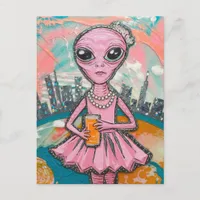 Alien Orange Juice in the City Postcard