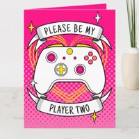 Gamer Be My Player Two Controller Pink Valentine's Card