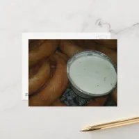 yummy onion rings and ranch dressing postcard