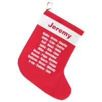 Phonetic Alphabet Novelty Red and White Large Christmas Stocking