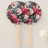 Timeless Rose Floral Charm Hand Fan