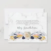 Funeral Memorial Marble Floral Thank You Note