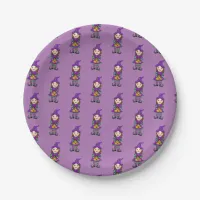 Cute Witch Halloween Party Paper Plates