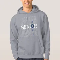 Mens Custom Name Class of 2021 Navy Senior Hoodie