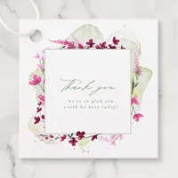 Wildflower Wedding Watercolor Frame Fuchsia ID954 Favor Tags
