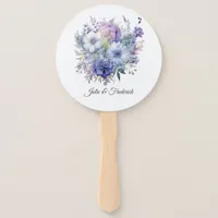 Silver, Icy Blue and Lilac Floral Wedding Hand Fan