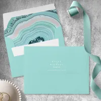 Agate Geode Glitter Wedding Teal ID647 Envelope