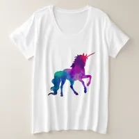 Galaxy Unicorn in Sky Colors of Blue and Purple, Z Plus Size T-Shirt