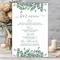 Eucalyptus Wedding Bar Personalized Drink Menu Poster