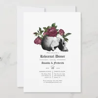 Burgundy Floral Gothic Rehearsal Dinner Invitation