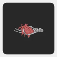 Heart Skeleton Hands  Square Sticker