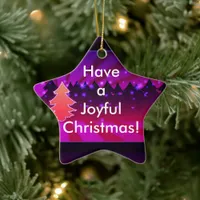 Have a Joyful Christmas Trees Purple Ornament