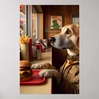 A cute dog at the Diner Poster